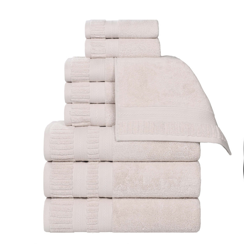 Ensemble de serviettes en coton doux à densité moyenne Venice Zero Twist, Silver, 9 Piece Towel Set