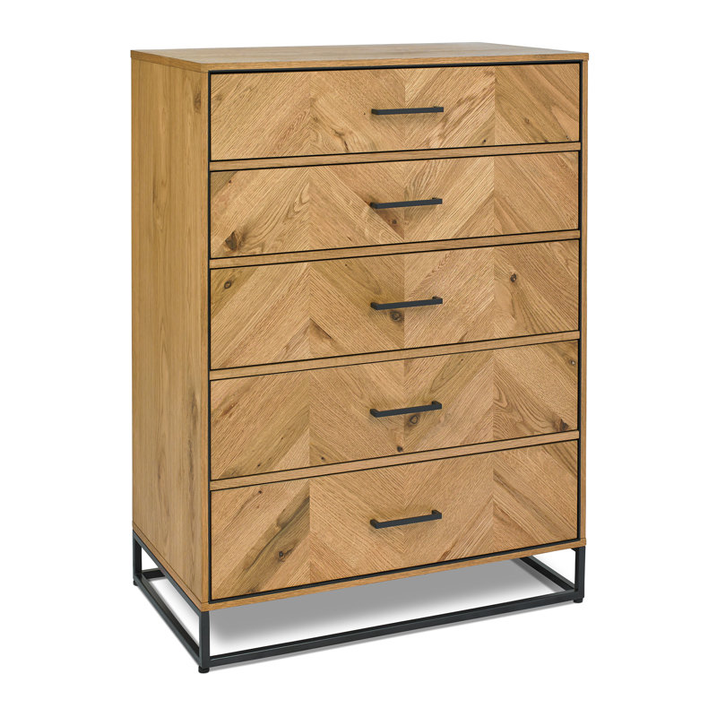 Malaki Oak 5 Drawer Tall Chest