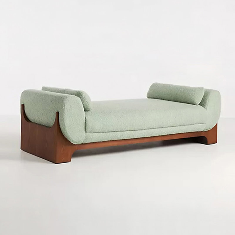 Green Upholstered Bench, 16.54" H x 47.24" W x 19.69" D