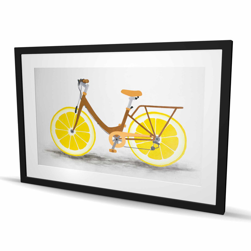 Lemon Wheel Bike - reproduction encadrée mat pour décor de salon