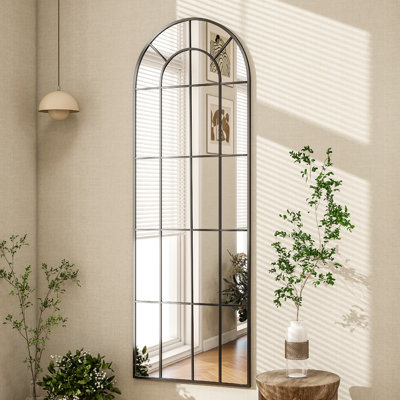 Casiana Arched Windowpane Aluminum Full Length Mirror
