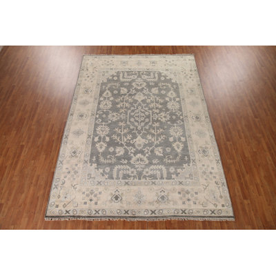Tapis floral gris Oushak 9 x 12