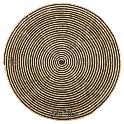 Round Striped Hand Woven Indoor / Outdoor Area Rug