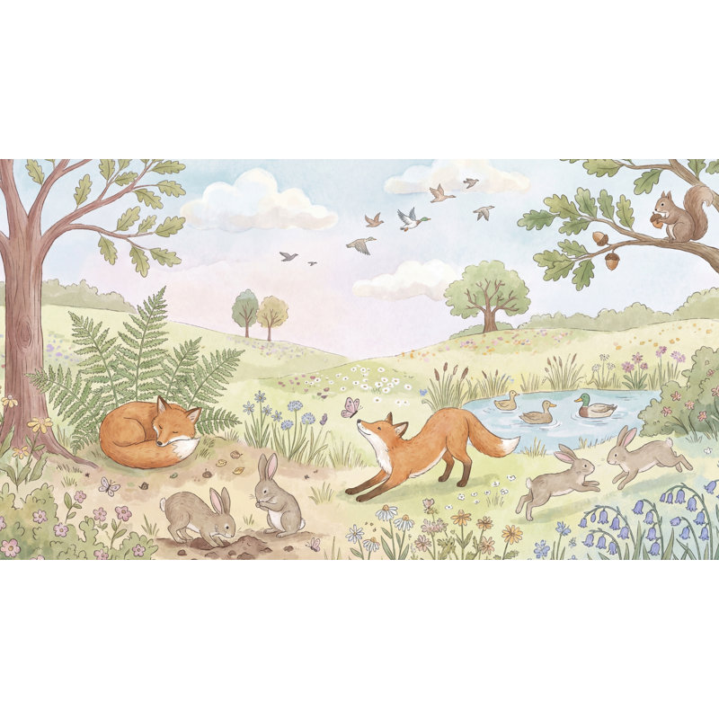Papier peint nature, animaux, rétro, 100 po x 96 po, Peler et coller