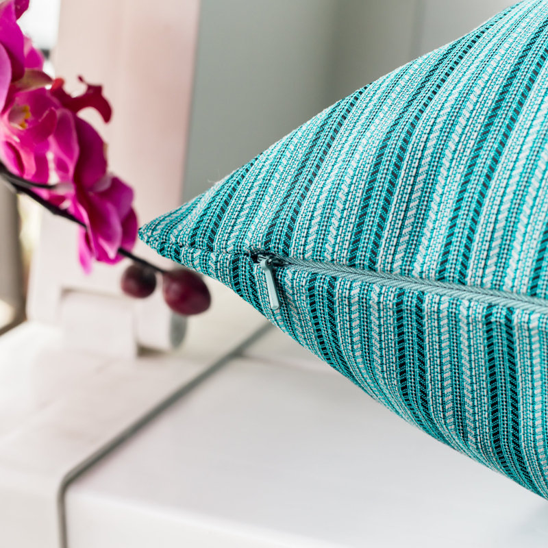 Striped Outdoor Throw Pillow, Orange, 20"H x 20"W