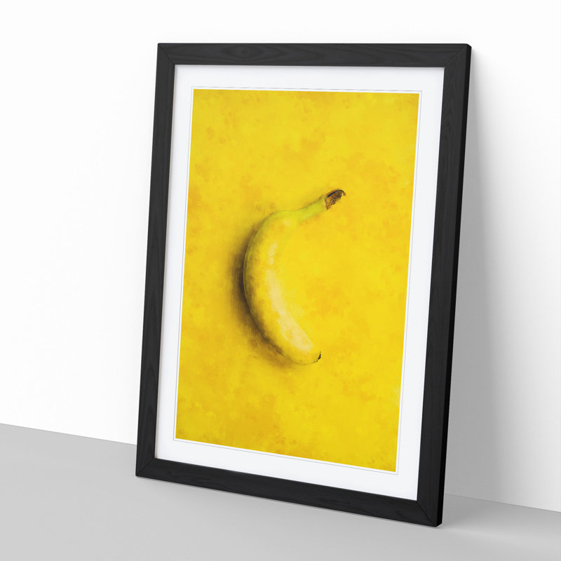 Yellow Banana - Picture Frame Graphic Art, Black Framed, 48cm H x 36cm W x 2cm D