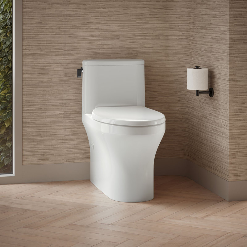 Toilette allongée compacte une pièce avec siphon à jupe Spacité, 1,28 gallon par pouce carré
