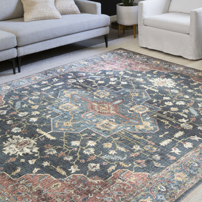 Gelo Oriental Denim/Brick Area Rug
