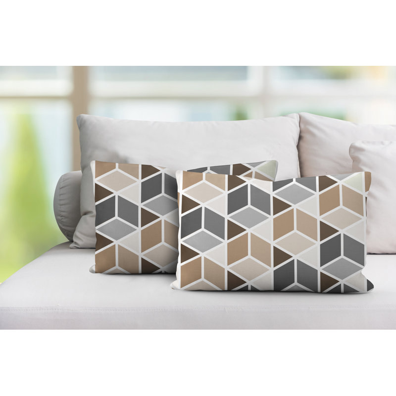 Coussin cubique intérieur / extérieur Cubana, Beige