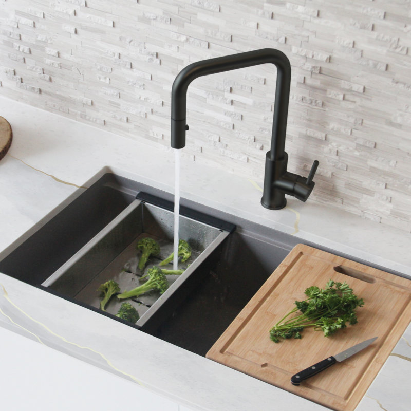 Rivo modern single-handle kitchen faucet, Noir mat