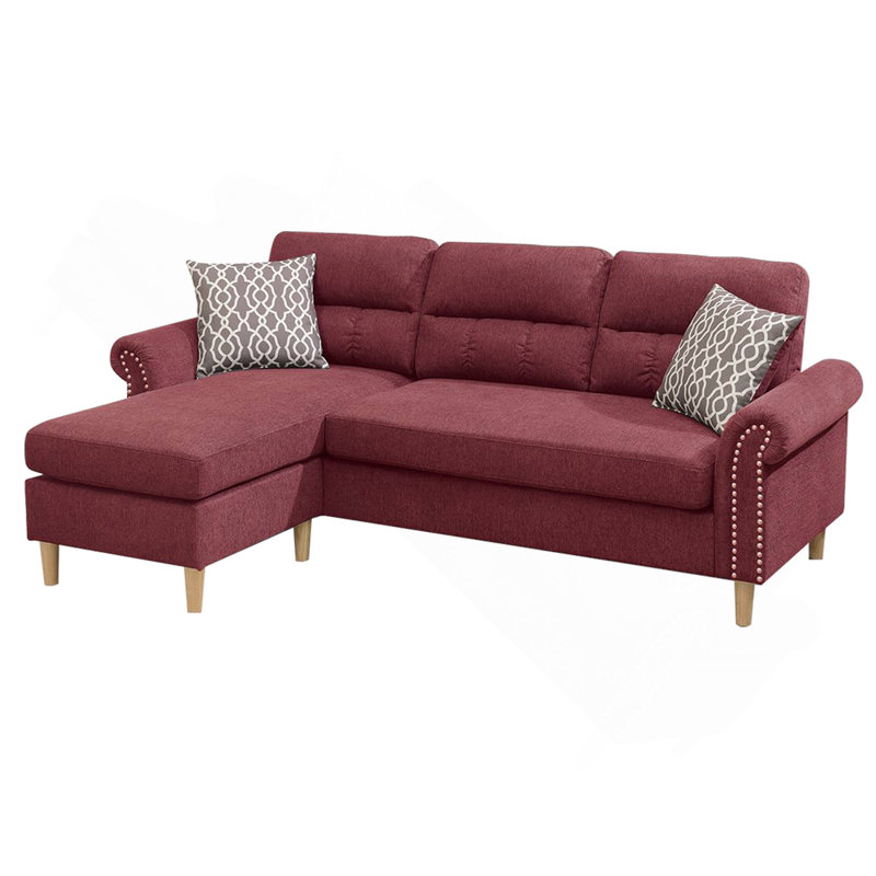 Canapé modulaire réversible en velours rouge paprika