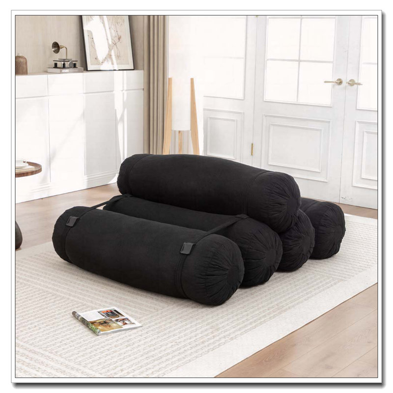Chaise de plancher ajustable, canapé en velours côtelé avec sangles réglables, Noir