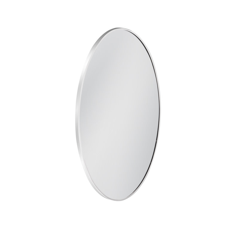 Miroir mural Venango - Cadre ovale en chrome avec style moderne classique