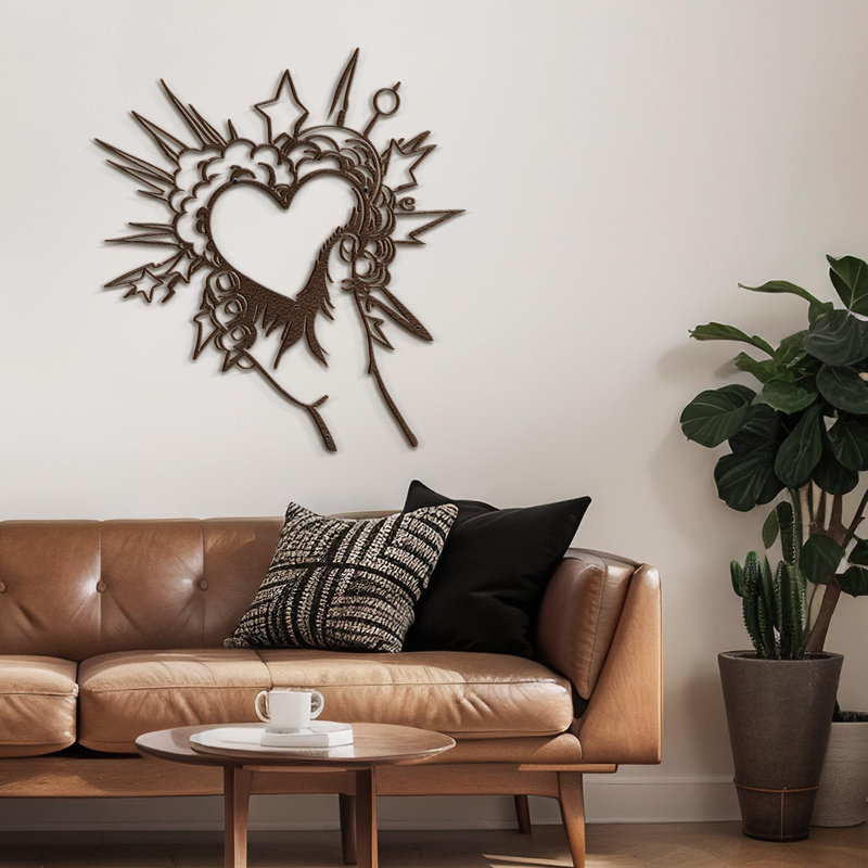 I Love You Heart Modern, H 30 po x l 27,52 po x P 0,05 po, Brun