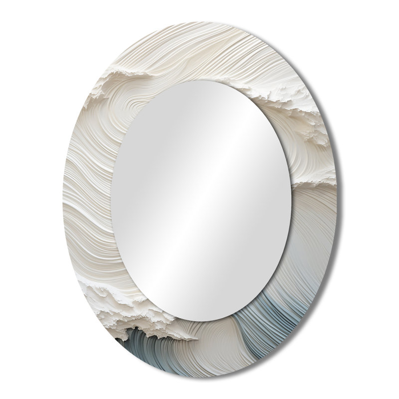Miroir mural ovale blanc et bleu, 43 po x 33 po