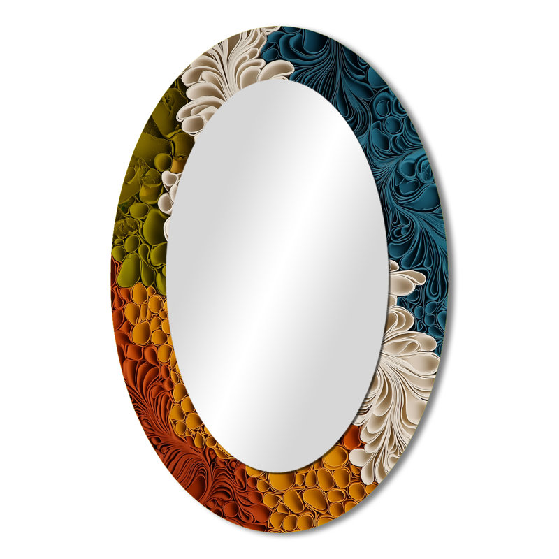 Biomorphism Earth Rhythm In Chaos II - Miroir mural ovale blanc, 36 po x 24 po