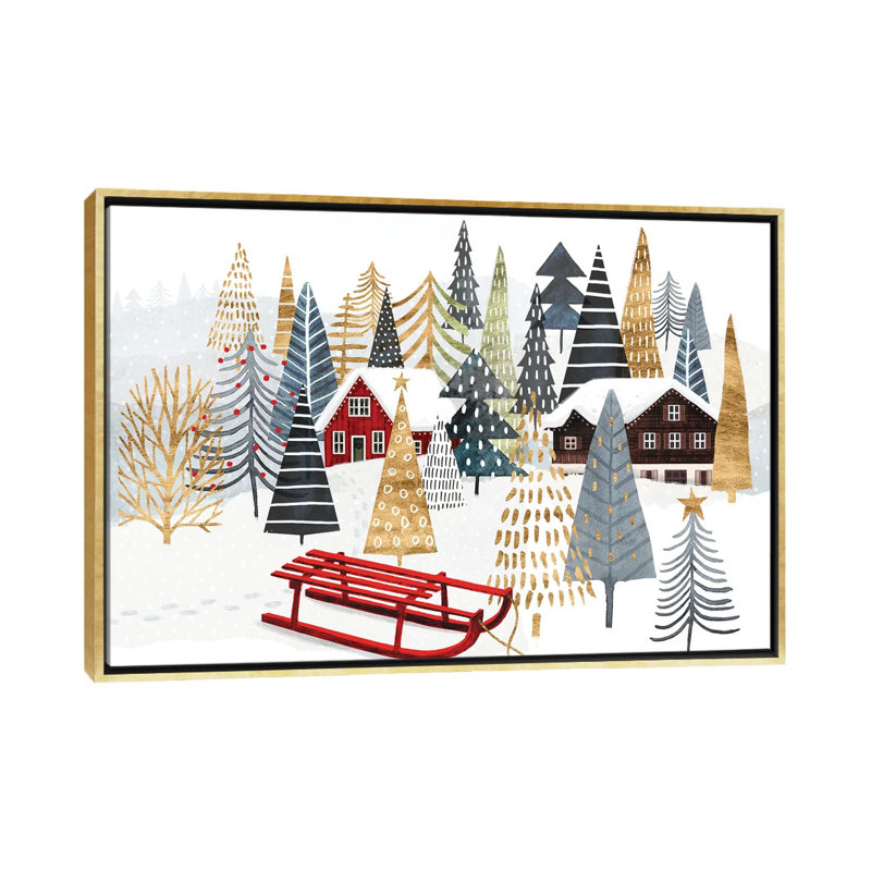 «Christmas Chalet Collection A» par Victoria Borges - impression d'art graphique, H 18 po x l 26 po x P 1,5 po, Aucun mat