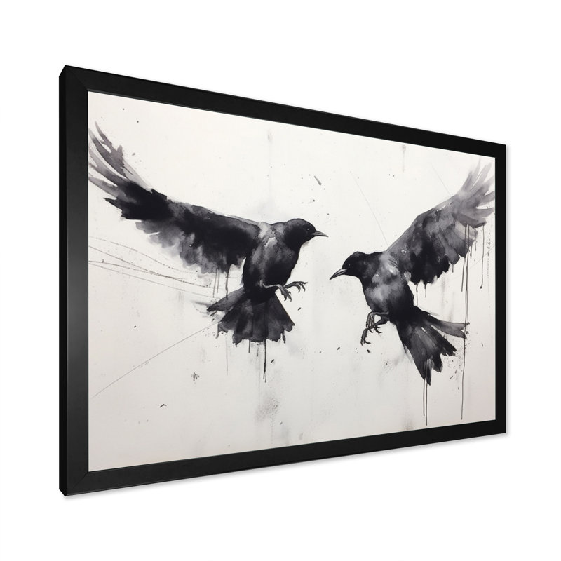 Impression sur toile, corbeau mystique - Mystic Ravens I, H 16 po x l 32 po x P 1 po, Cadre simple noir