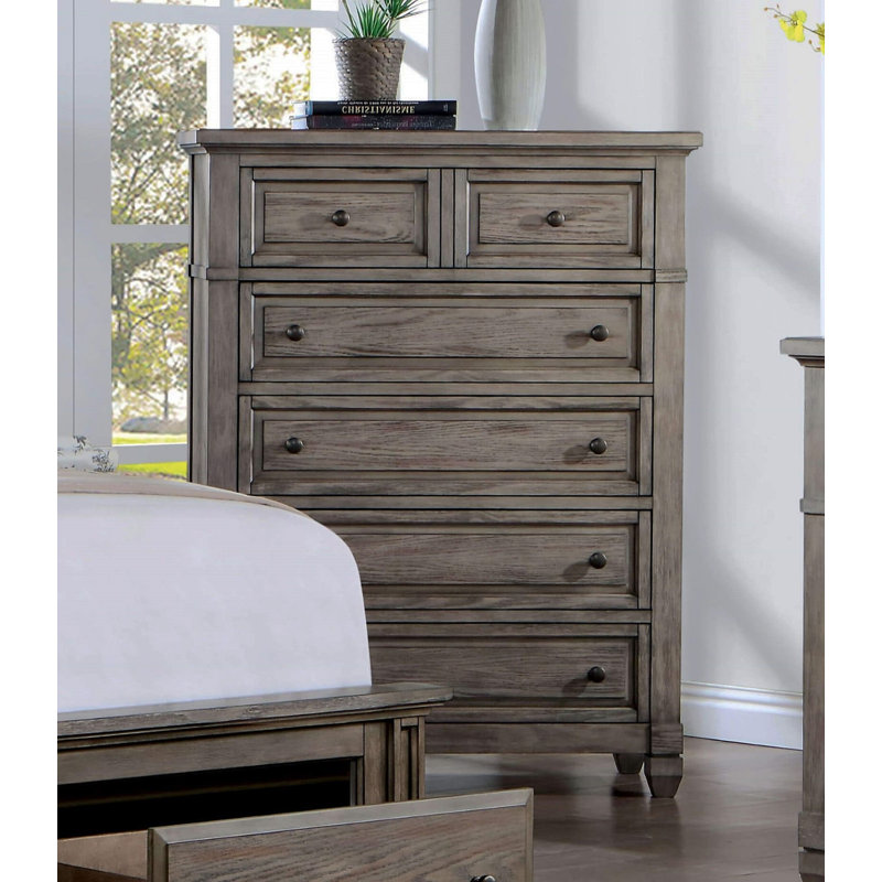 Commode de style transitionnel, 1 tiroir à queue d'aronde anglaise, gris chaud, roulement à billes, roulement à billes et meubles brossés