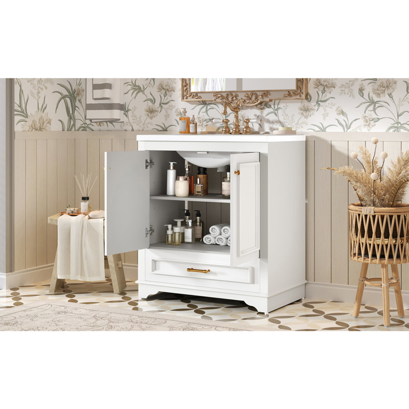 Meuble-lavabo 30 po avec lavabo en céramique, Blanc