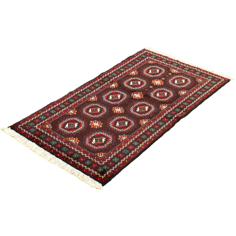 Tapis décoratif en laine noué à la main de conception unique noué à la main new age rizbaft brun/rouge 3 pi 4 po x 5 pi 10 po