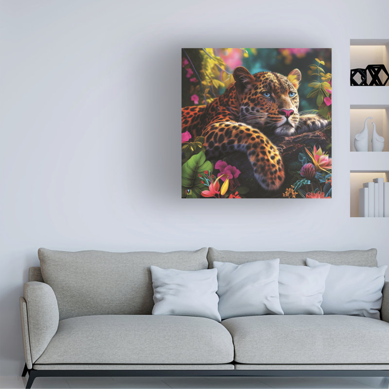 Michael David Ward Reclining Leopard Canvas Art, 18" H x 18" W