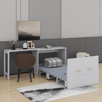 Lit escamotable simple avec bureau à position réglable