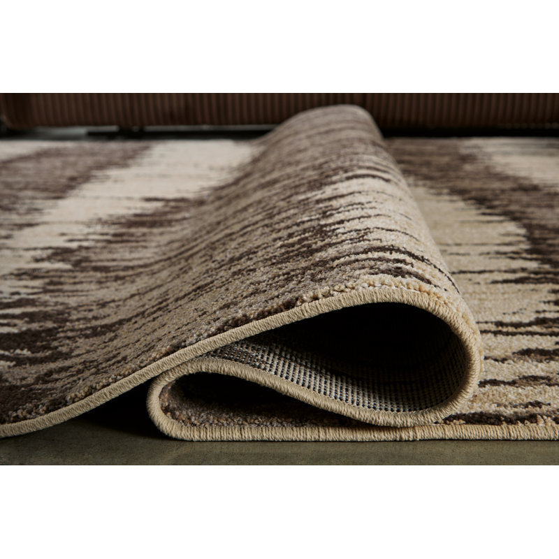 Keradon Cream and Brown Abstract 8' x 10' Reversible Rug