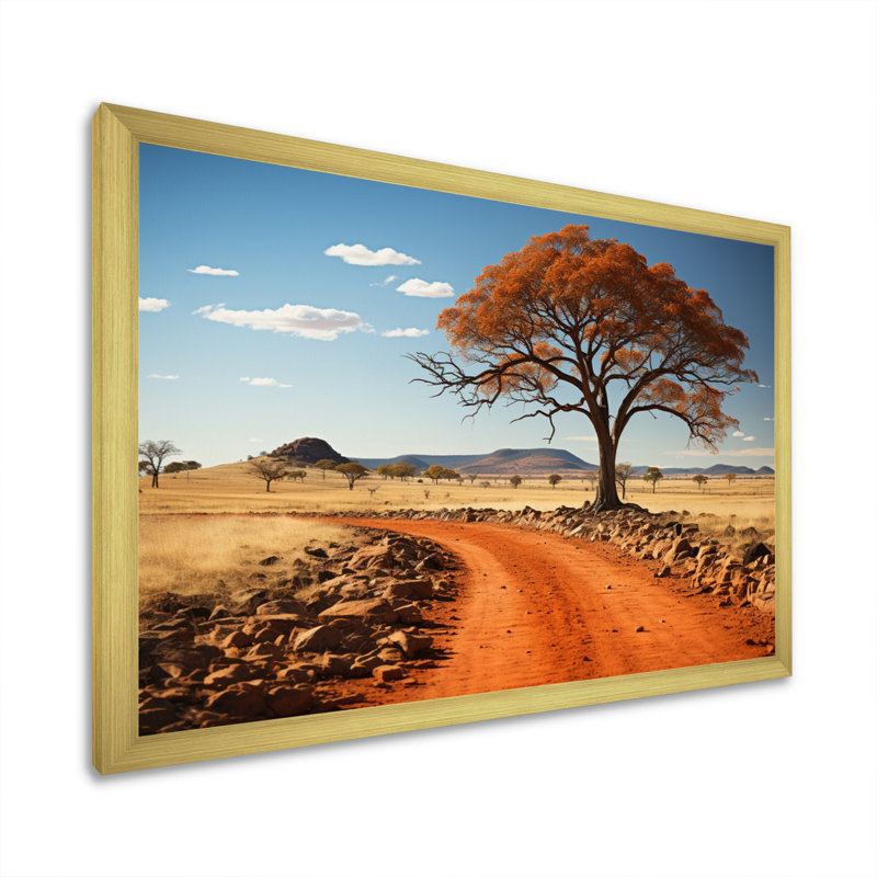 Paysage australien Outback Spectrum II - reproduction sur toile, Cadre doré simple, H 12 po x l 20 po x P 1 po