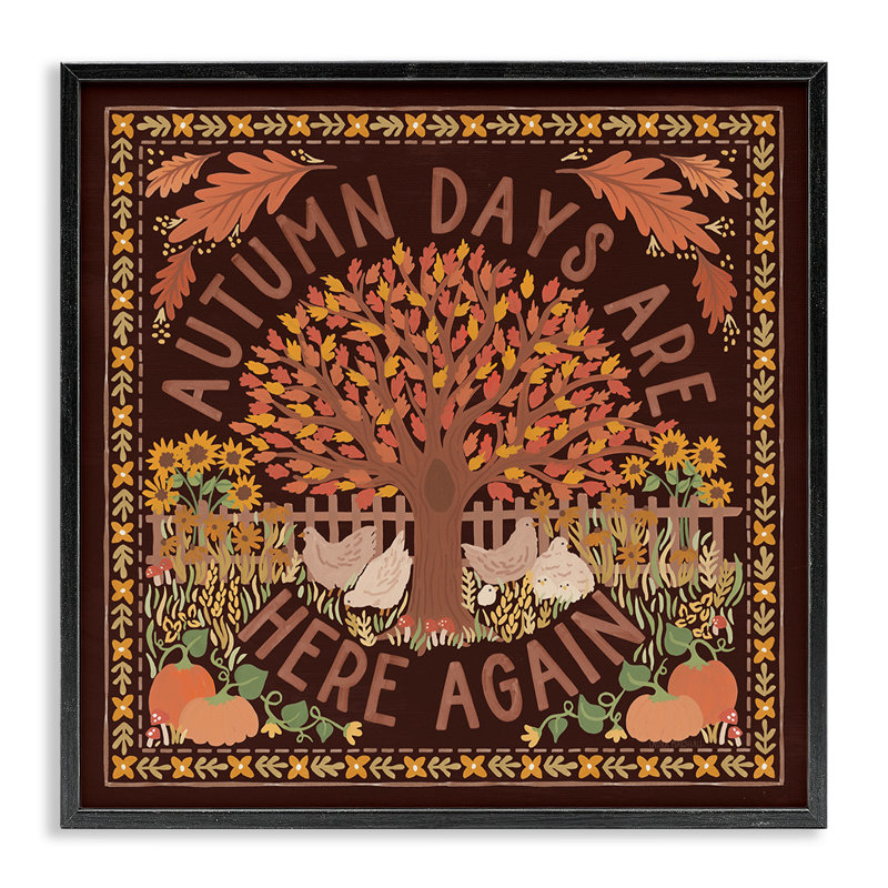 «Autumn Days on Brown», estampe numérique par Laura Marshall, Giclée encadrée noir minuit, H 17 po x l 17 po