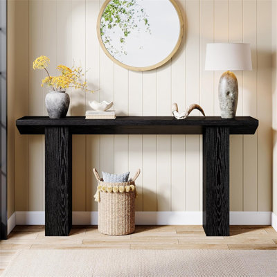 63" Industrial Farmhouse Extra Long Console Table - Narrow Behind Couch Sofa Table For Entryway & Hallway