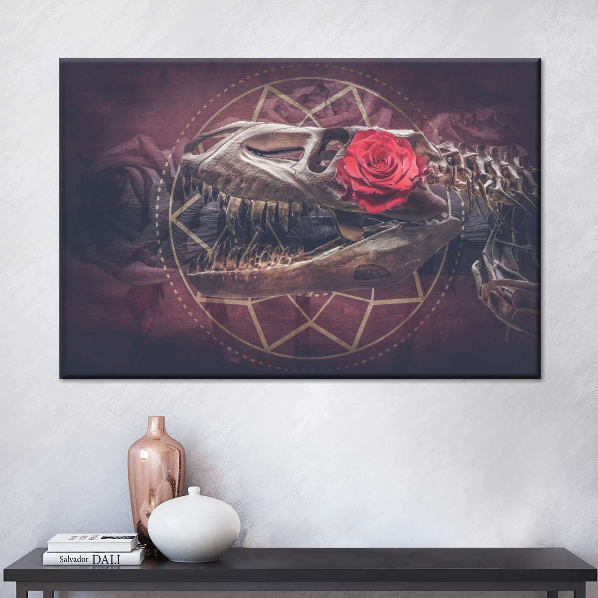 Trinx Dinosaur Skull Rose Canvas Print - Wayfair Canada