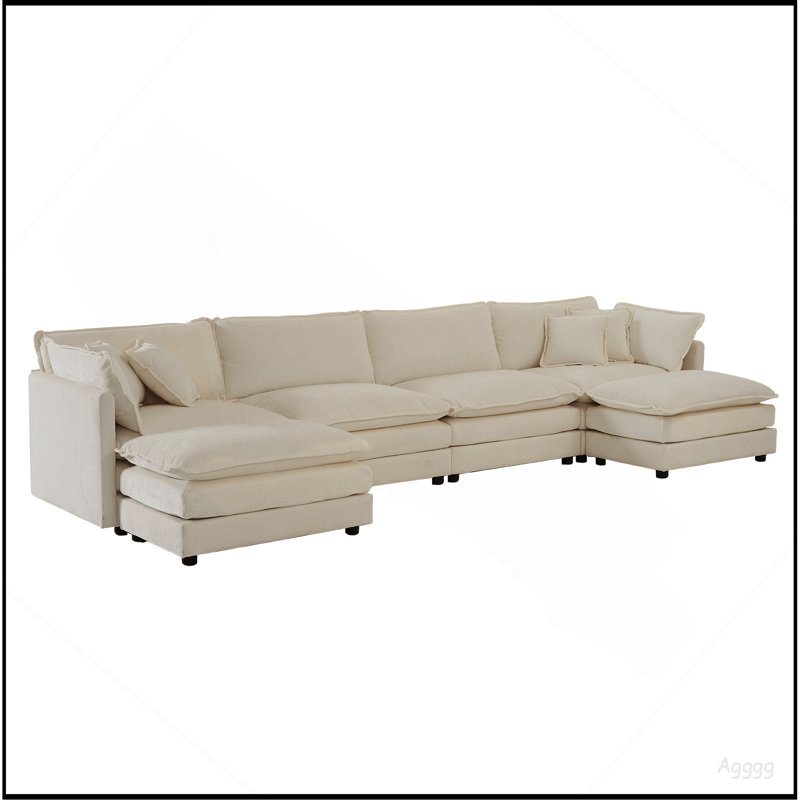 Canapé Comfort U, Chenille café clair