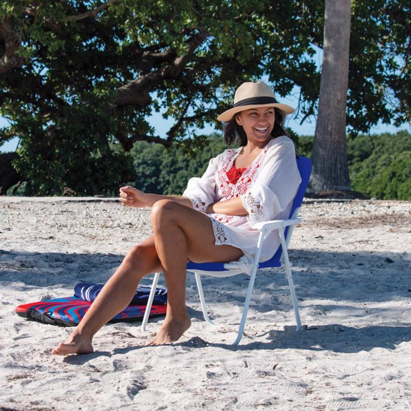 Chaise de plage bleue à 1 position Wave Beach