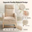 Chaise berçante commerciale moderne pour sièges de restaurant - dossier haut, repose-pieds réglable, revêtement doux en molleton, pieds en bois clair, poches latérales, confort ergonomique | Beige