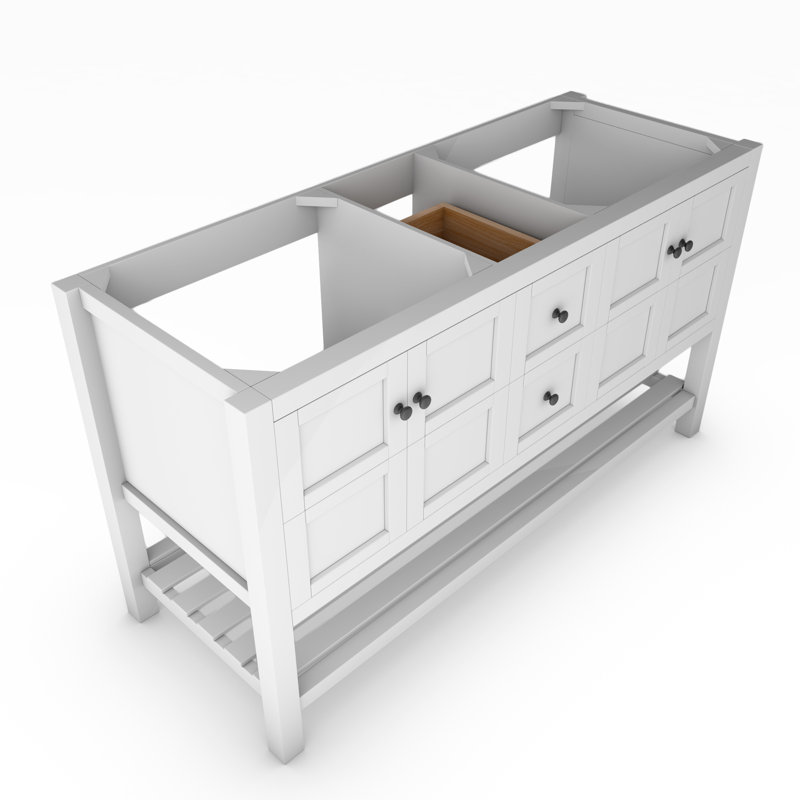 Meuble-lavabo de 60 po Anneus (base seulement), Blanc / noir