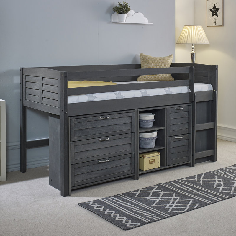 Myron Single (3') 5 Drawer Cozy Mid Sleeper Loft Bed with Bookcase