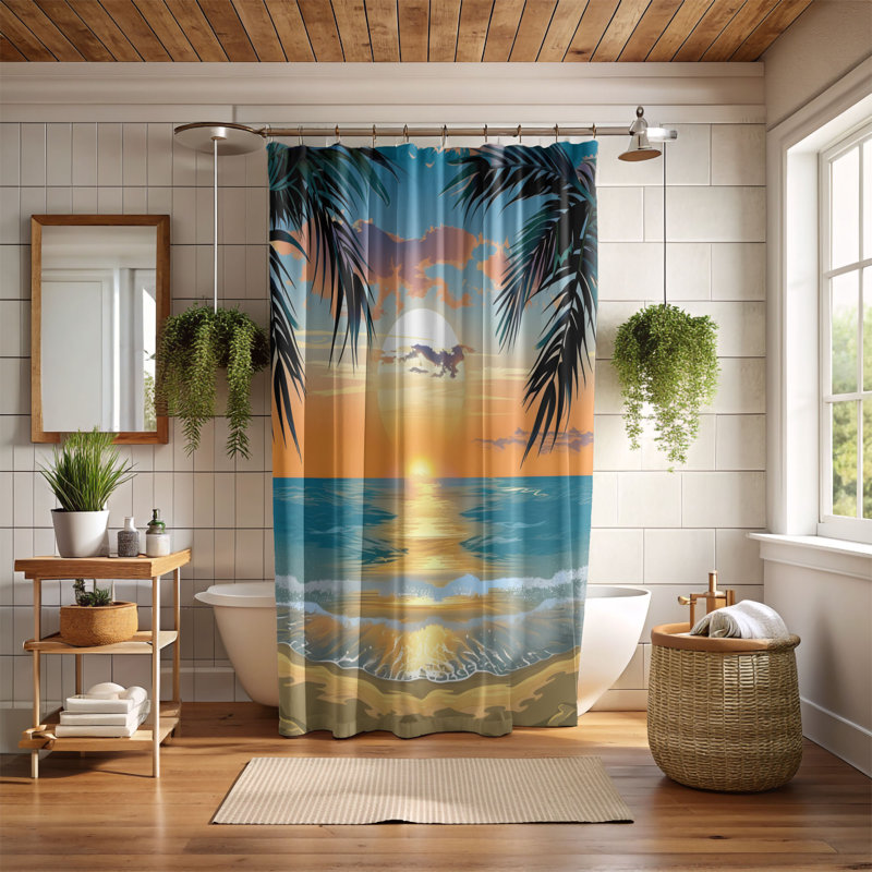 Rideau de douche Coastal Summer - Premium, H 74 po x l 71 po