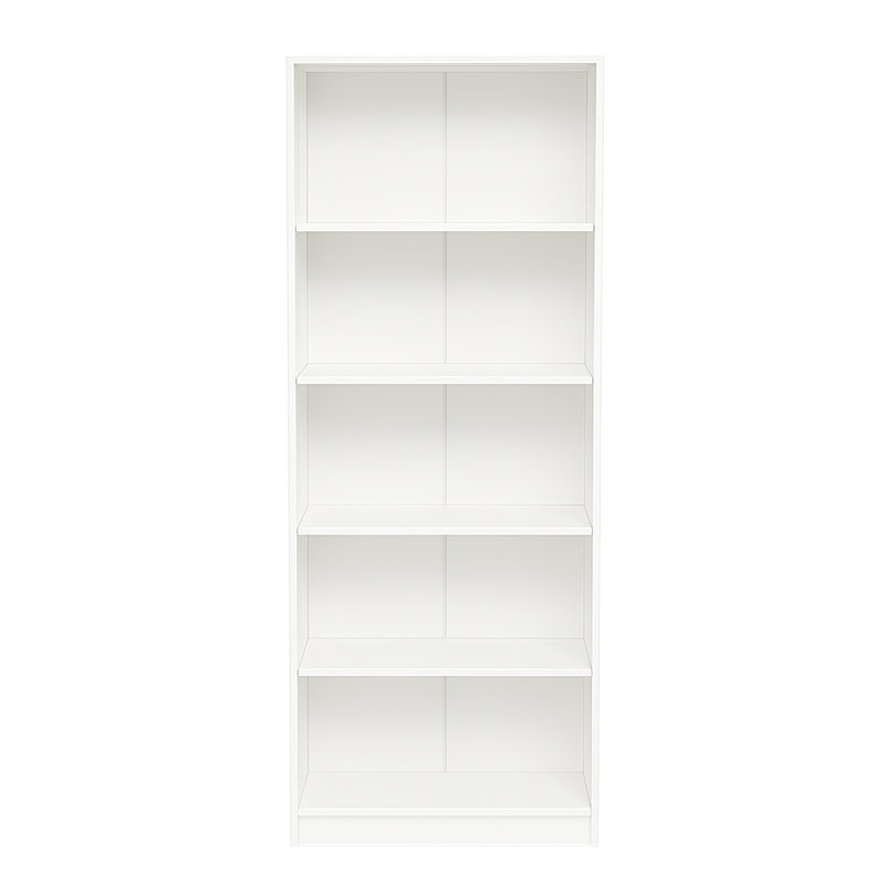 Bibliothèque à 5 niveaux avec rangement, Blanc