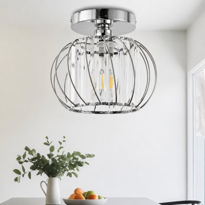 Small Semi Flush Mount Crystal Ceiling Light Bedroom Living Room Chandelier
