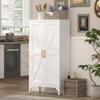 Armoire de rangement en métal avec 2 portes réglables pour garde-manger en métal