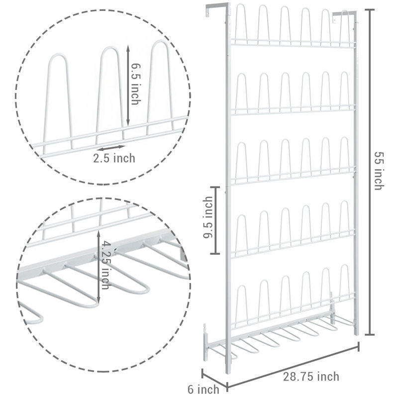 Wall-Mounted 18-Pair Shoe Boot Rack