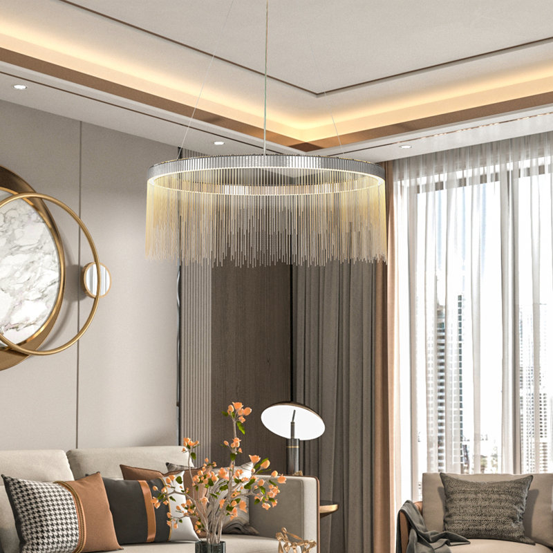 Luminaire suspendu à pampille en aluminium, H 10,63 po x l 23,62 po x P 23,62 po