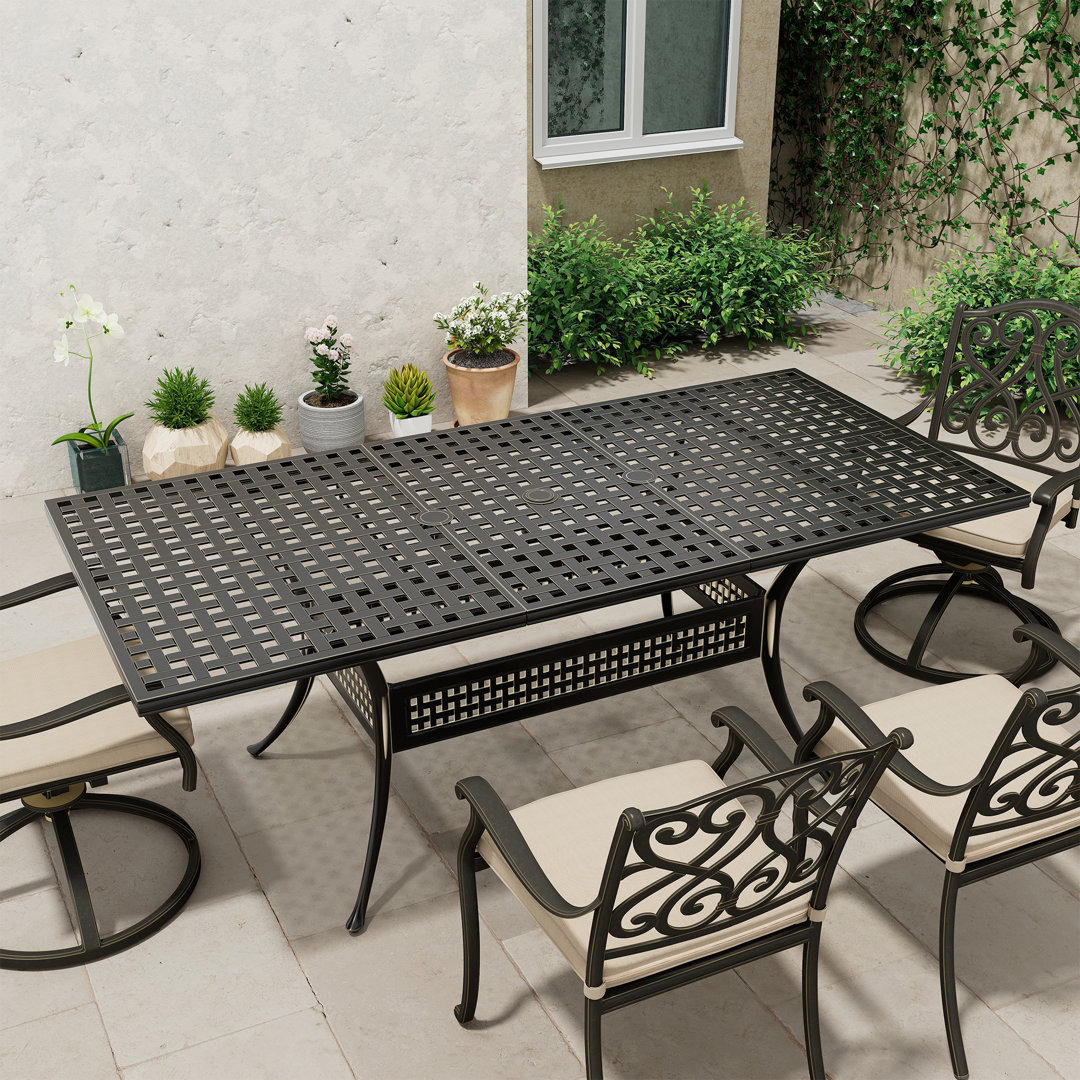 Lawrenceville Extendable Cast Aluminum Outdoor Dining Table Alcott Hill®