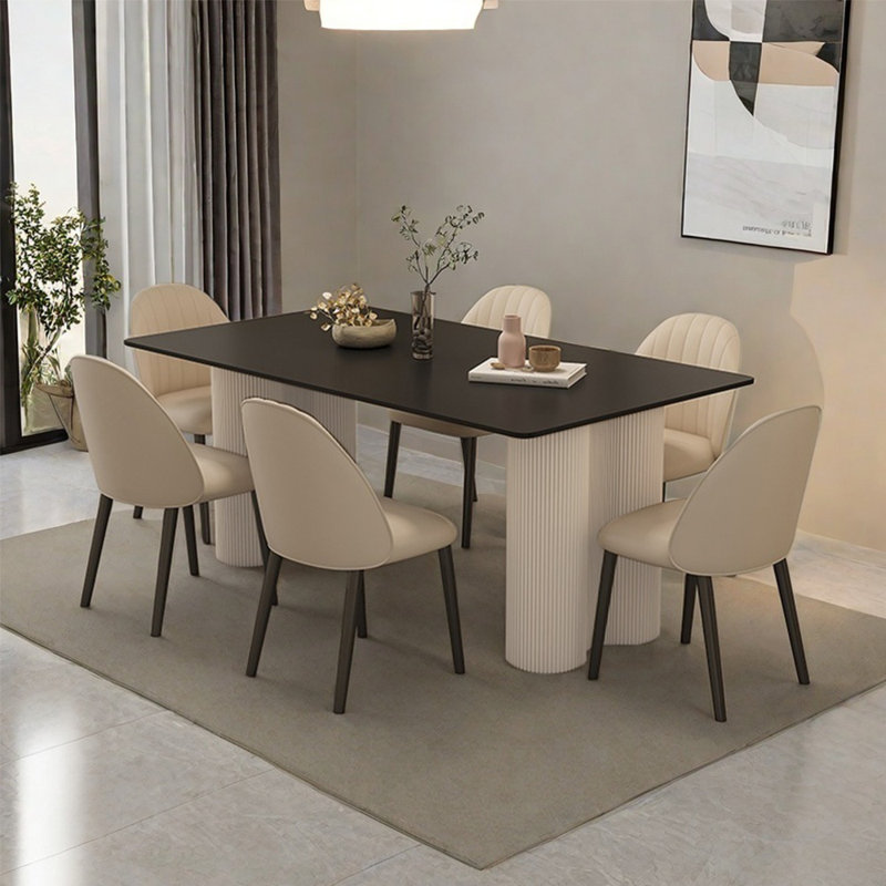 French modern simple dining table set, 29.5"H x 55.1"L x 31.5"W