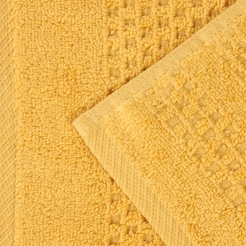 Playa Zero Twist Cotton Medium Weight Solid Waffle Textured Bath Towels, Gold