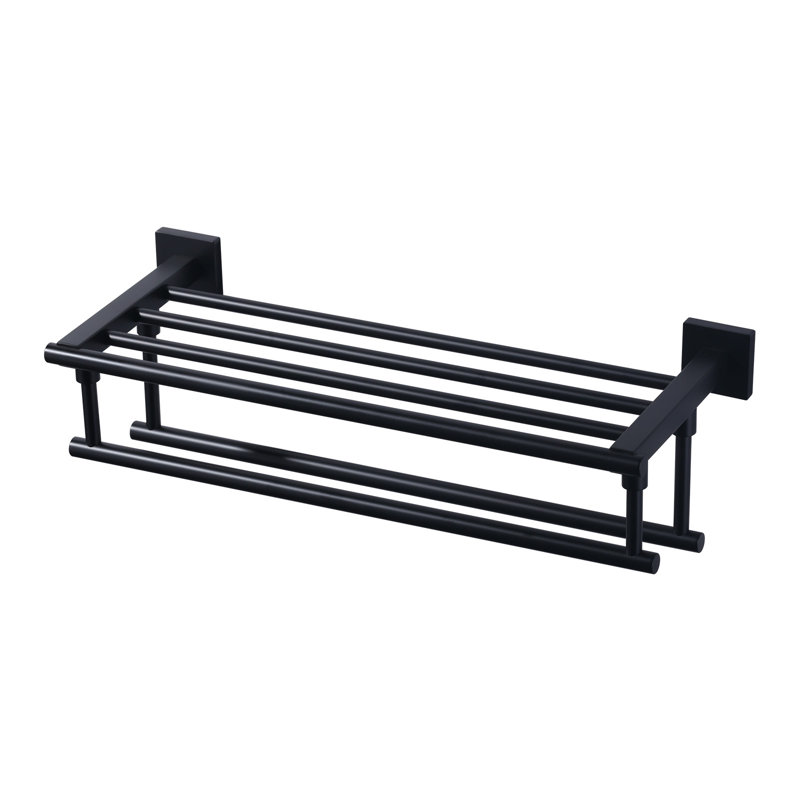Porte-serviettes mural en acier inoxydable à 2 niveaux avec 2 barres à serviettes rondes 20 po, H 5,5 po x l 20 po x P 8 po