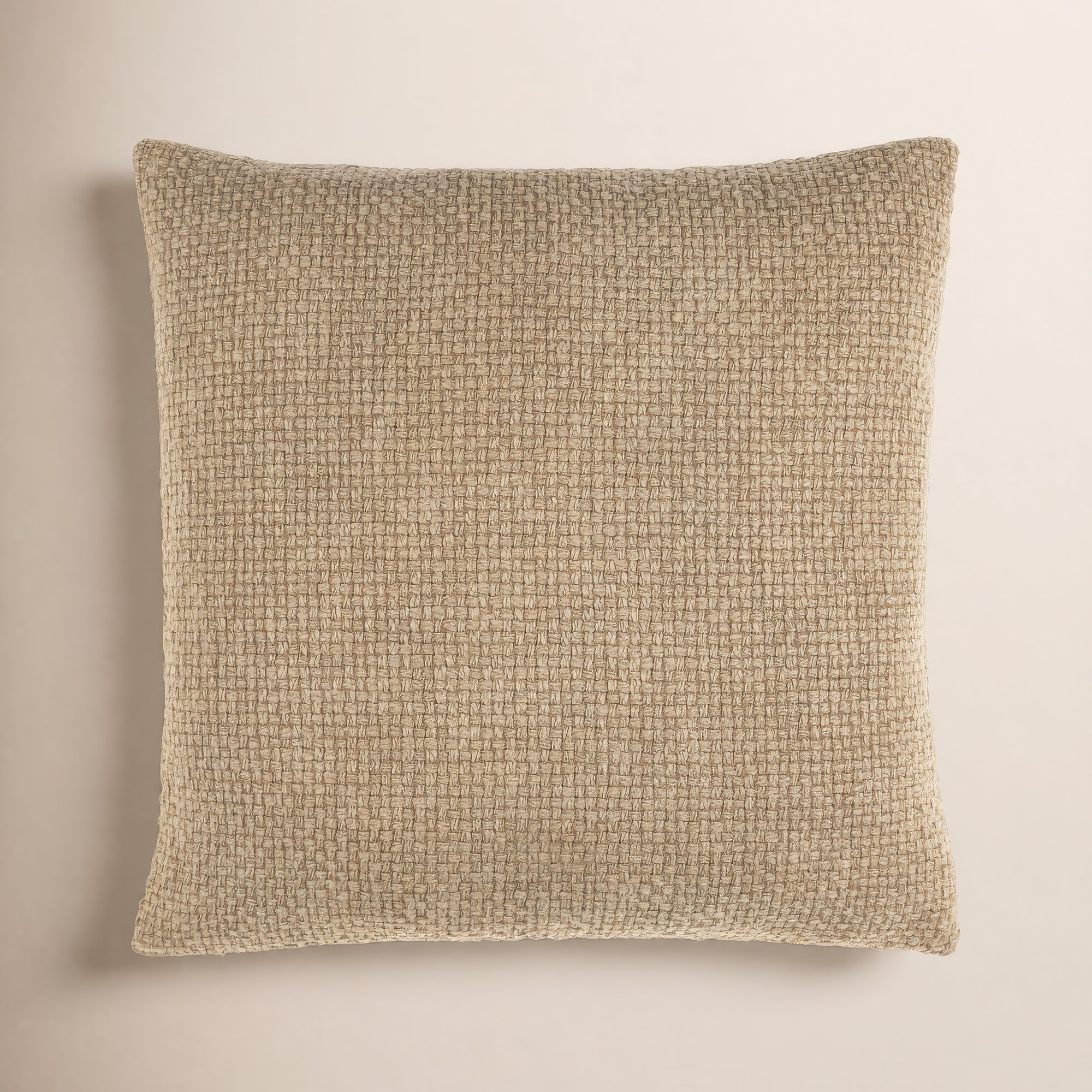 Clovis Cotton Throw Pillow, 18" x 18", Wheat, Down Fill
