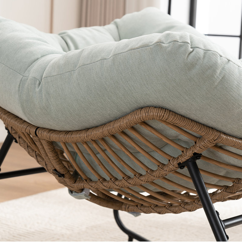 Chaise d'appoint berçante rembourrée Chenille, Vert tendre