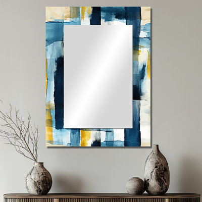 Vendramin bleu artistique rayé explosion - grand miroir mural à carreaux